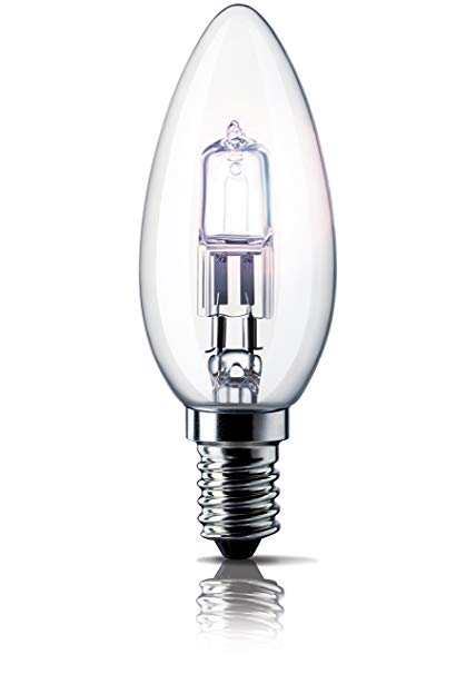Philips E14 Small Edison Screw 28 Watt 240 V Halogen EcoClassic Candle Bulb, Pack of 5