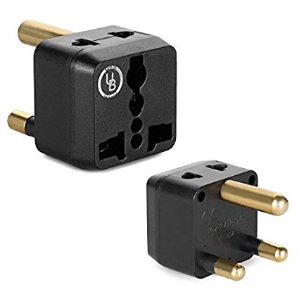 Yubi Power South African Adapter 2 in 1 Universal Travel Adapter with 2 Universal Outlets - Black - Type M for South Africa, Lesotho, Mozambique and More! - 2 Pack