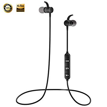 Earphones in-Ear Headphones HD Magnetic Wireless Earbuds Bluetooth Sport Headset Hi-Fi Aptx Stereo Bluetooth Headphones Bass Driven Sound Noise Isolating Compatible with Smartphones/PC/Tablet