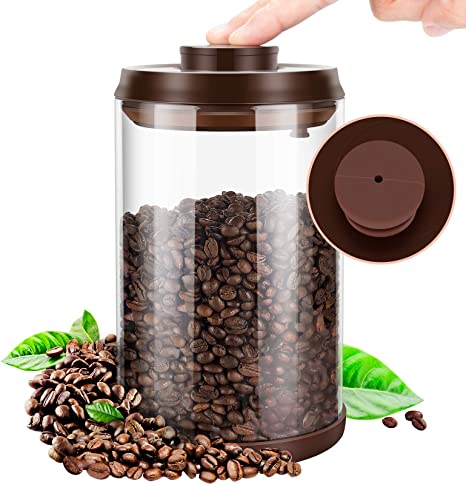 Coffee Grounds Container, Coffee Bean Storage with Airtight Lid, Large Glass Jar with One Way Co2-Release Valve, Keep Fresh and Dry for Candy Cookie Rice Sugar Flour Spice Nuts, 67floz