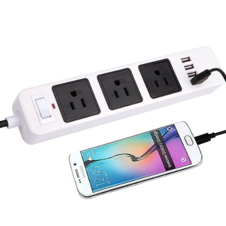 Power Strip, Bessmate 3-Outlet with 4-USB Surge Protector Power Socket with 6.5ft Cord