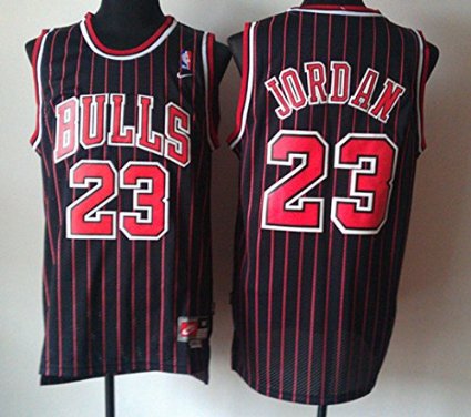 NBA Chicago Bulls Black Red Stripe Jersey, Michael Jordan (Adult XX-Large=2XL)