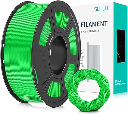 SUNLU PLA Plus 3D Printer Filament PLA  Filament 1.75mm, Strong Neatly Wound 3D Printing Filament 1.75mm ± 0.02mm, Fit Most FDM 3D Printers, Good Vacuum Packaging, 1kg Spool (2.2lbs), PLA Plus, Green