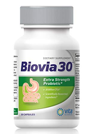 Biovia30 BILLION Organisms 10 Powerful Probiotics with Clinically Tested DE111 to Boost Immune System and Promote Digestive Health. Specialized Time Released Capsule 30 ct.