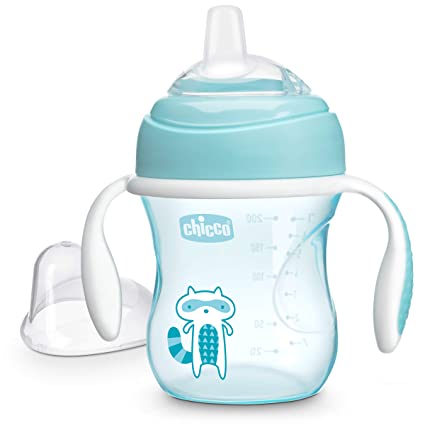 Chicco Soft Silicone Spout Spill Free Transition Baby Sippy Cup, Blue, 7 Ounce/4M