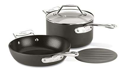 All-Clad H911S364 Essentials Nonstick Fry Sauce pan, 4-Piece, Grey