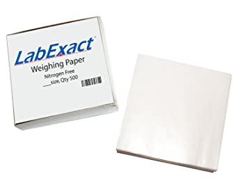 LabExact 1200159 W44 Cellulose Weighing Paper Sheet, Nitrogen Free, Non-Absorbing, High-Gloss, 4 x 4 Inches (Pack of 500)