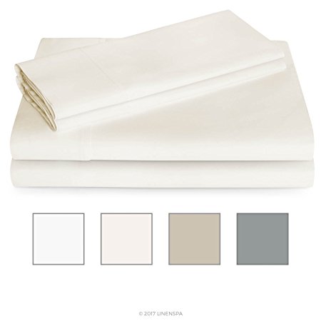 LINENSPA 600 Thread Count Ultra Soft Cotton Blend Pillowcases, Set of 2 - King - Ivory