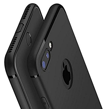 Amozo® Soft Silicone with Anti Dust Plugs Shockproof Slim Back Cover Case For Apple iPhone 7 Plus,Black
