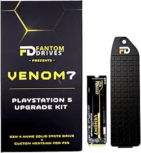 Fantom Drives VENOM7 2TB NVMe Gen4 M.2 2280 Internal SSD Storage Expansion for PS5 and PS5 Slim, up to 7300MB/s 3D NAND TLC Solid State Drive with Customized PS5 Heatsink (VM7X20-PS5)