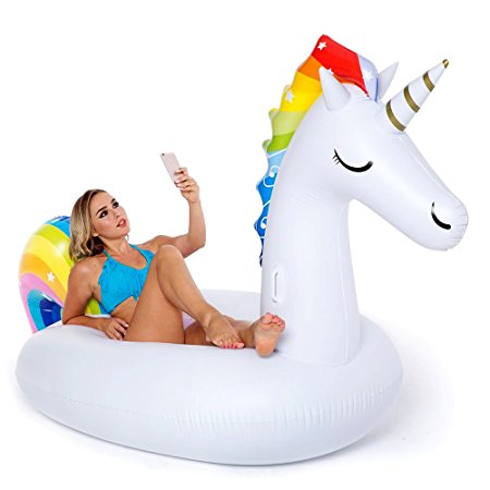 Kasliny Giant Unicorn Pool Float Inflatable Lounge Summer Outdoor Swimming Party Tube for Adult Kids