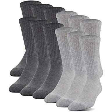 Gildan Men's Polyester Half Cushion Crew Socks, 12-Pack
