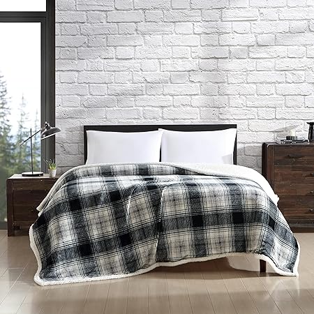 Eddie Bauer- Twin Blanket, Ultra Soft & Cozy Plush Home Décor, All Season Bedding (Vail Plaid Grey, Twin)