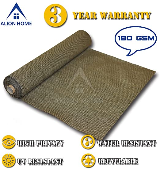 Alion Home HDPE Shade Fabric Cloth 95% UV Block. (5'x 26') (Mocha Brown)