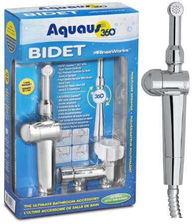 NEW Aquaus 360 Premium Hand Held Bidet w Dual Ergonomic Thumb Pressure Controls on both sides of the Sprayer for EZ Pressure Control - Comfortable to Hold and Maneuver- Made in USA - 3 Year Warranty