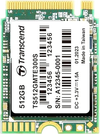 Transcend TS512GMTE300S 512GB M.2 NVMe PCIe Gen 3x4 2230 Internal Solid State Drive with Speeds up to 2,000MB/s