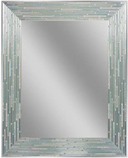 Headwest Reeded Sea Glass Wall Mirror, 24 inches by 30 inches, 24" x 30"