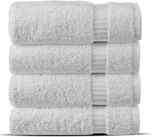 Chakir Turkish Linens Hotel & Spa Quality, Highly Absorbent 100% Cotton Turkish Washcloths (4 Pack, White)
