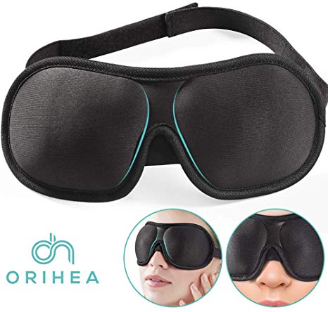 OriHea Sleep Mask for Men Women, Total Blackout 3D Contoured Eye Mask for Sleeping, Breathable Night Blindfold, Lightweight, Soft Comfort EyeShade Cover for Travel Yoga Meditation