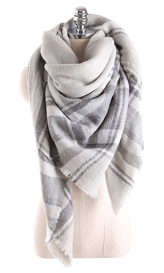 Ancia Women Tartan Scarf Stole Plaid Blanket Checked Scarves Wraps Shawl