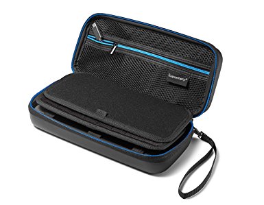 Supremery Nintendo Switch Case Bag with mesh pocket, zipper and snap hook - Water resistant in blue / black