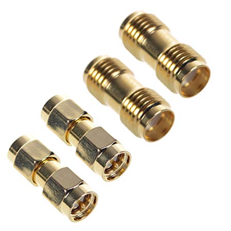 BCP 2 Pcs SMA Male to SMA Male Plug  2 Pcs SMA Female to SMA Female Jack RF Coaxial Adapter Connector