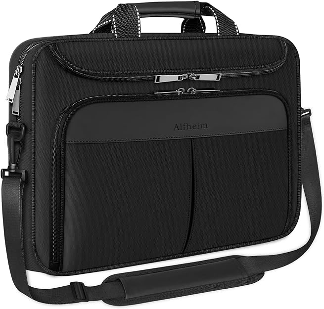 Alfheim 15.6-17 inch Laptop Bag, Waterproof Protective Adjustable Strap Business Briefcase Messenger Bag