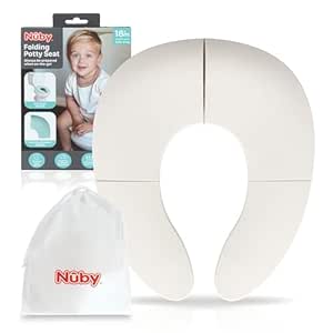 Nuby Folding Potty Seat and Bag - Toddler Travel Essential - Travel Toilet Seat for Toddlers 18  Months - White