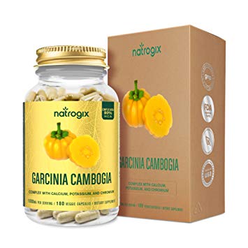 Garcinia Cambogia, Natrogix 180 VCapsules 80% HCA Garcinia Cambogia Complex Pure Extract Natural Appetite Suppressant, Weight Loss Supplement Formula - w/Free E-Book - 100% Money Back