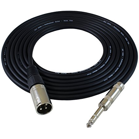 GLS Audio 25ft Patch Cable Cords - XLR Male To 1/4" TRS Black Cables - 25' Balanced Snake Cord (NOTE: THIS IS NOT A MIC CABLE!)