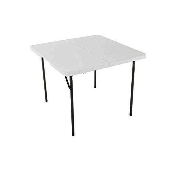 Lifetime 280228 37-Inch Square Fold-In-Half Table, White Granite Top with Gray Frame