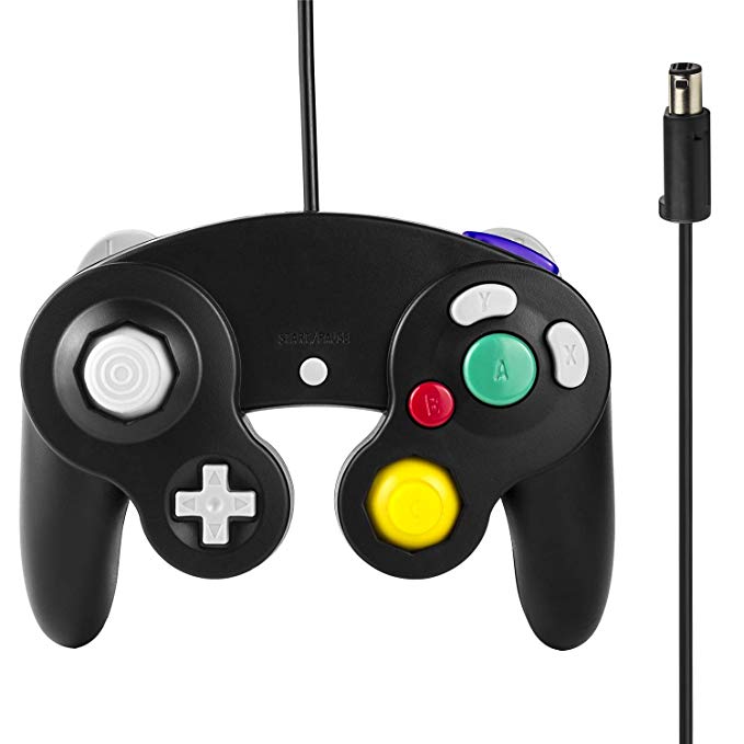 JAMSWALL Gamecube Controller, Classical Wired NGC Gamecube Controller for Nintendo Wii Gamecube GC Console Black, Cable Length 1.8m