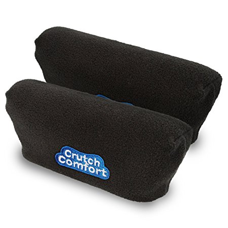 Universal Crutch Underarm Pad Covers - Luxurious Soft Fleece with Sculpted Memory Foam Cores (Classic Black)