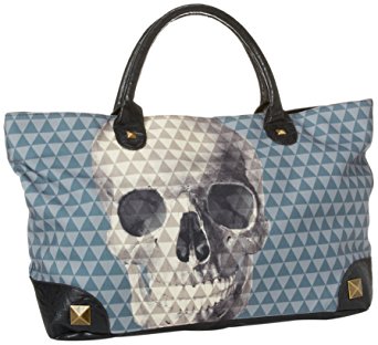 Loungefly Skull Print with Pyramid Studs Canvas Tote Bag