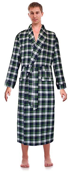Casual Trends Classical Sleepwear Men’s 100% Cotton Flannel Shawl Collar Robe,