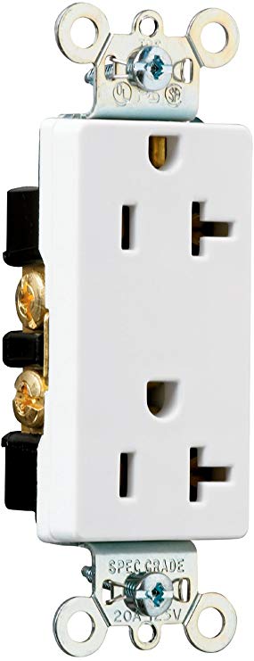 Legrand - Pass & Seymour 26352WCC8 Spec Rated Decor Receptacle 20-Amp 125-volt Side and Back Wired