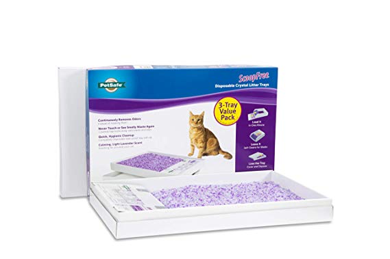 PetSafe ScoopFree Self-Cleaning Cat Litter Box Tray Refills, Non-Clumping Crystal Cat Litter, 3-Pack