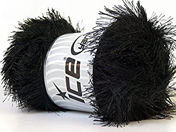 Large 100 Gram Skein Black Eyelash Yarn Fun Fur 164 Yards