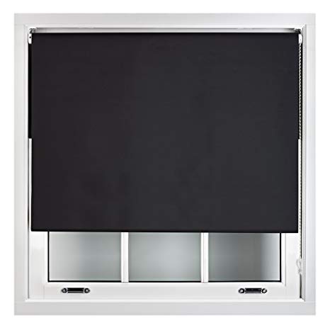 Blackout Roller Blind in Different Colours & Sizes - Trimmable - Black 60cm x 210cm