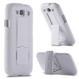 ULAK Hybrid Full Protection High Impact Dual Layer Holster Case Cover with Kickstand and Locking Belt Swivel Clip for Samsung Galaxy S3 III i9300 White