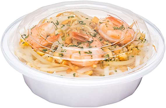 Asporto Microwavable to-Go Container - BPA Free PP Round Take Out Food Container with Clear Plastic Lid - Catering & Takeout - 16 oz - White - Plastic - Disposable - 100ct Box - Restaurantware