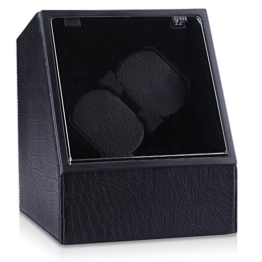 Excelvan® Automatic Watch Winder Double Watch Winder Dual Watch Winder Rotator Leather Watch Display Box Case