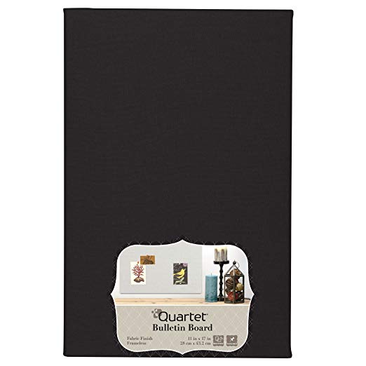 Quartet Bulletin Board, Fabric, 11" x 17", Home Organization, 1 Board, Color May Vary (50728)