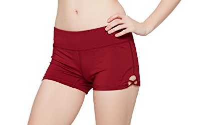 Helisopus Womens Stretch Solid Athletic Shorts Cross Side Tie Dance Yoga Shorts