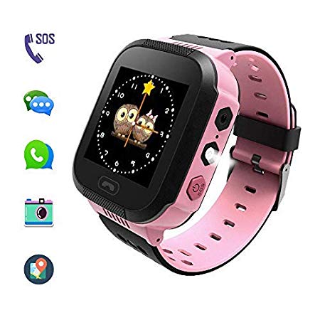 Kids Smart Watches, Kids Watches with GPS for Girls, Children Tracker Watches Feature Real Time Positioning/SOS Emergency Alarm/Voice Messages, Kids Wrist Watches, The Best Birthday Gifts Ever(Pink)