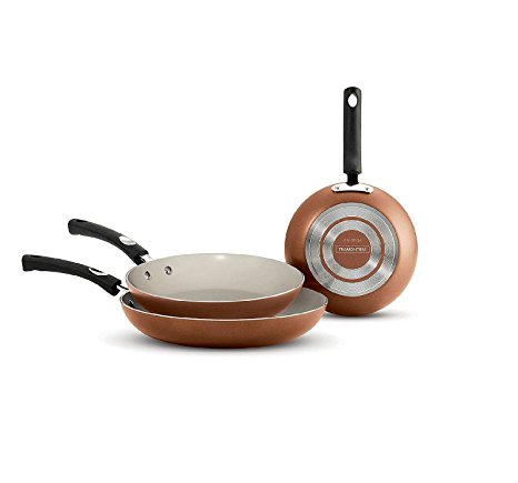 Tramontina Ceramic-Reinforced Nonstick Fry Pans, Set of 3 Made in the USA (Copper)