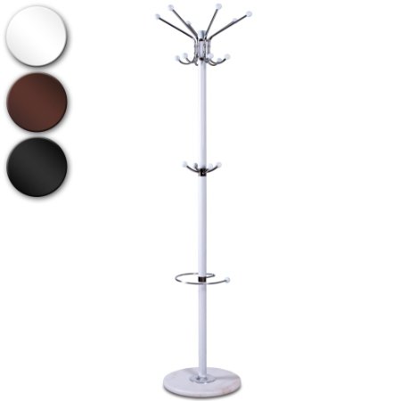 Coat Stand (Marble) 16 Hooks Hat Coat Umbrella Clothes Rack (Cream/White with cream/white socket)