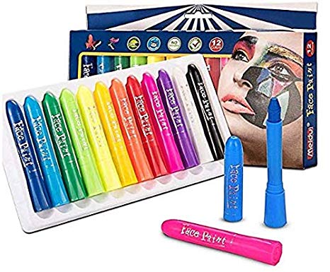 12 Colors Face Paint Crayons Non-toxic & Washable Body Painting Kits for Halloween Carnival Costumes Birthday Parties by Happlee
