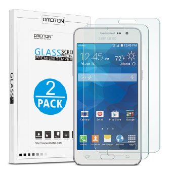 OMOTON Galaxy Grand Prime Screen Protector [2 Pack] - [2.5D Round Edge] [9H Hardness] [High Definition] [Bubble Free] Tempered Glass Screen Protector for Samsung Galaxy Grand Prime, Lifetime Warranty