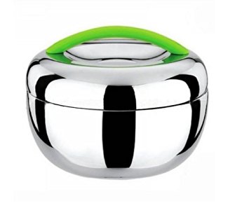 Stainless Steel Double Layer Bento Box, Food Container, Lunch Box with Green Handle